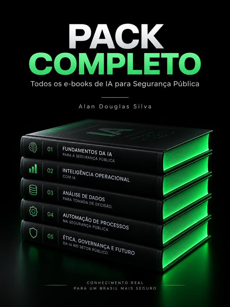 Capa de Pack completo — Todos os e-books de IA para Segurança Pública